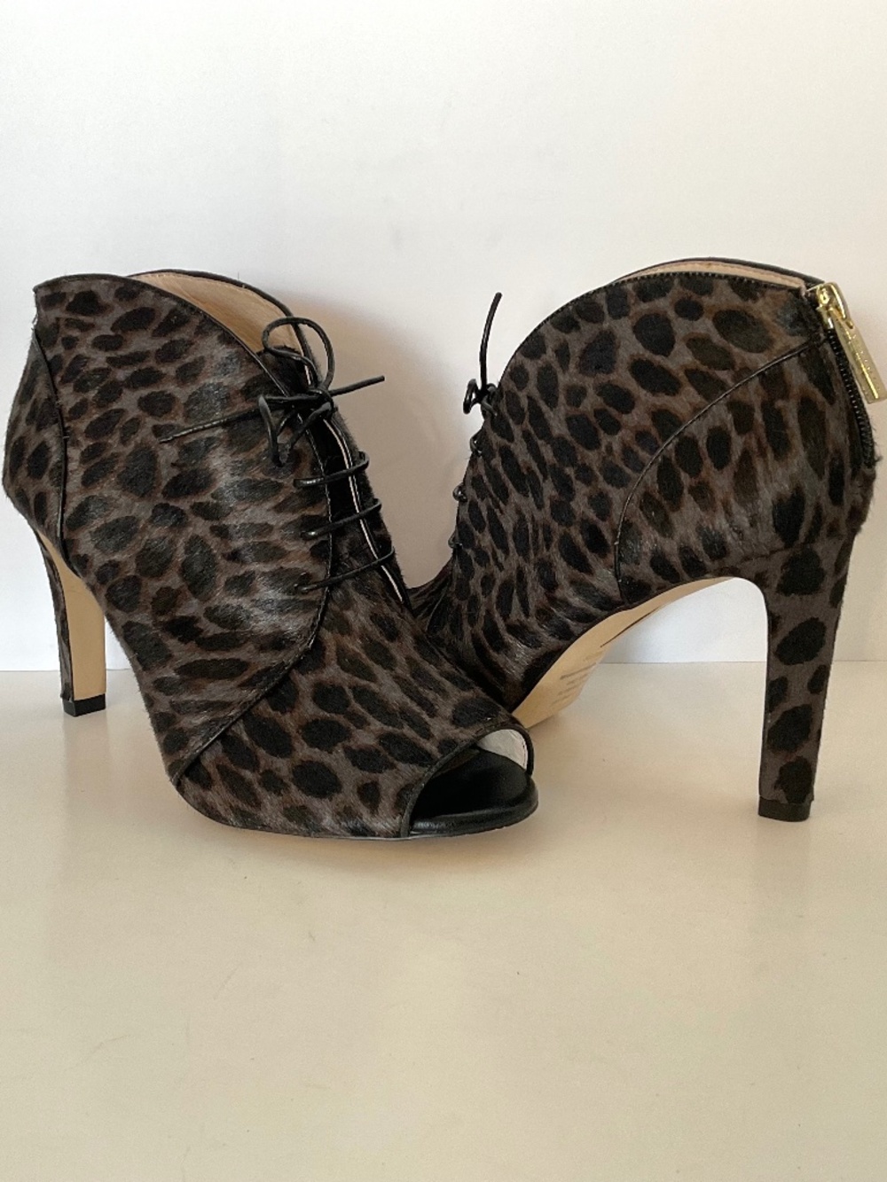 LOUISE ET CIE Veronica Cow Hair Fur Leopard Print Heels Black Grey Brown Size 8 - Picture 6 of 11
